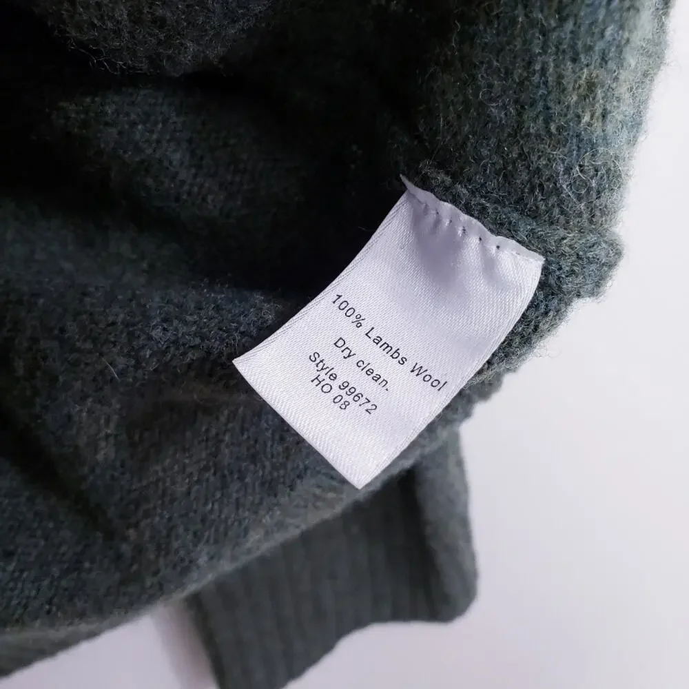 J.Crew 100% Lambswool Shawl Collar Sweater XL Forest Green Heritage Pullover